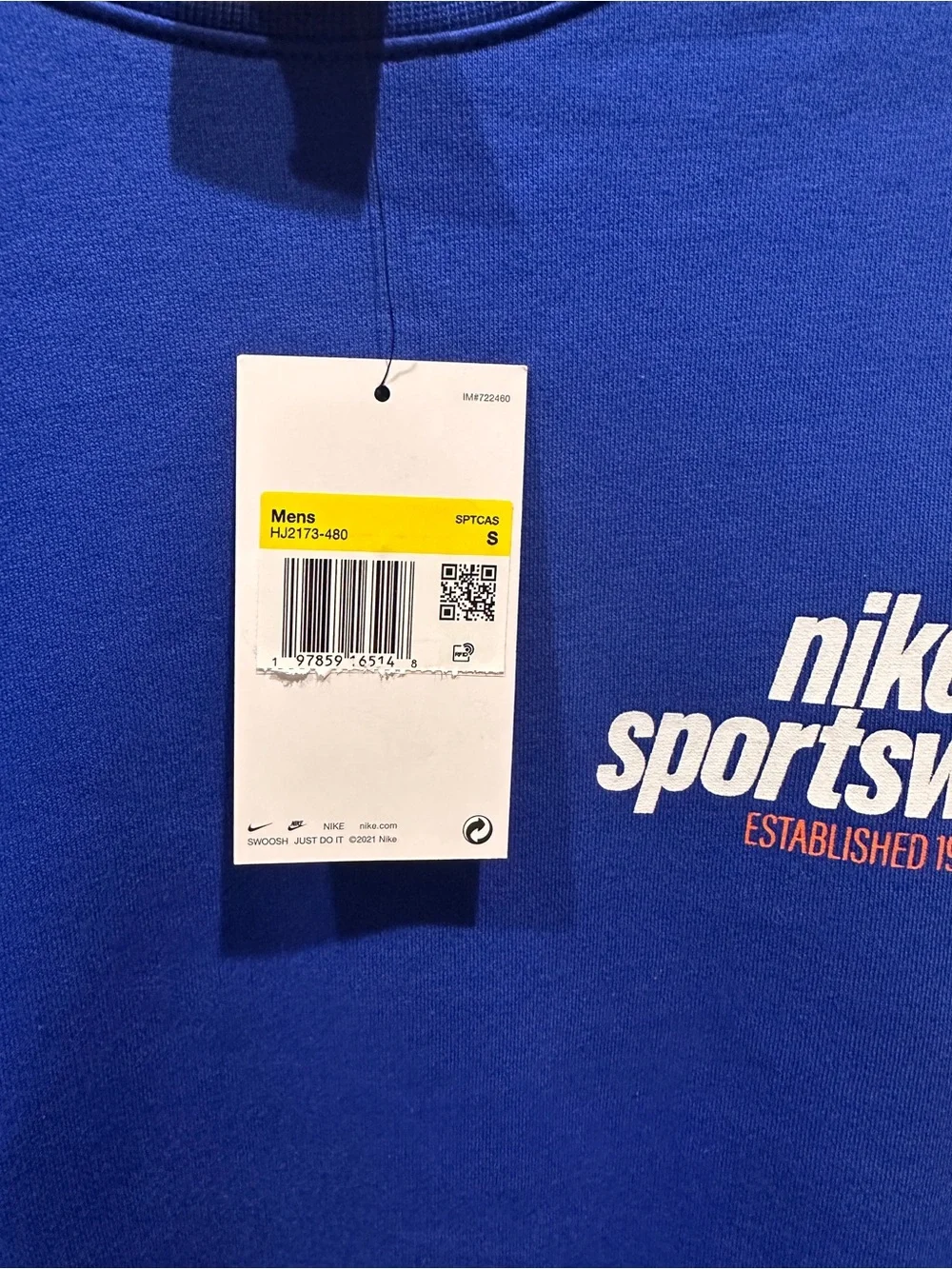 Nike Sportswear Crewneck Sweatshirt Men’s Small NWT Blue Fleece